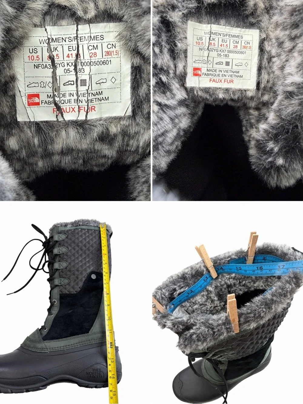 The North Face Shellista III Tall Winter Boots Black Dark Green Size 10.5